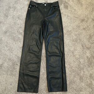 Straight-leg faux leather pants